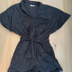 Unsubscribed Black Tie-Front Romper